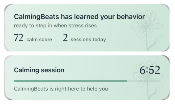 CalmingBeats Live Activity on the Lock Screen